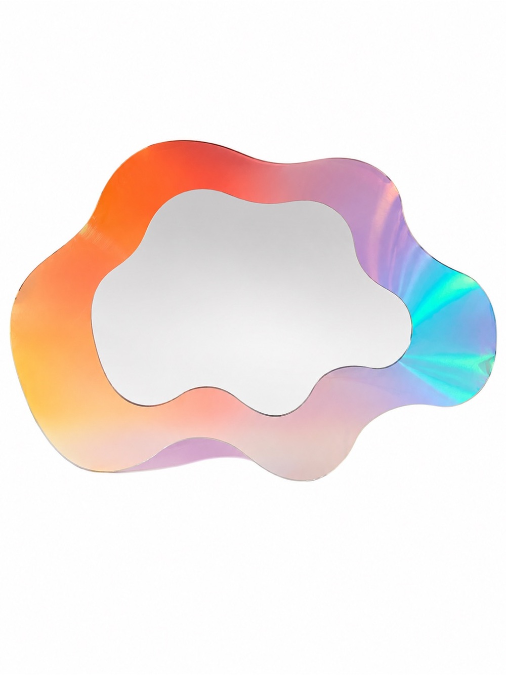 Iridescent Wavy Wall Mirror Y2K Vanity Decor Colorful Holographic Accent Plastic